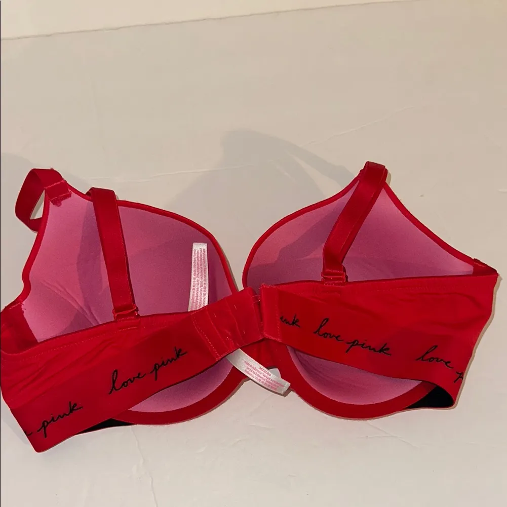 VS PINK everywhere wear T-shirt bra in red and black size 36D - Image 9