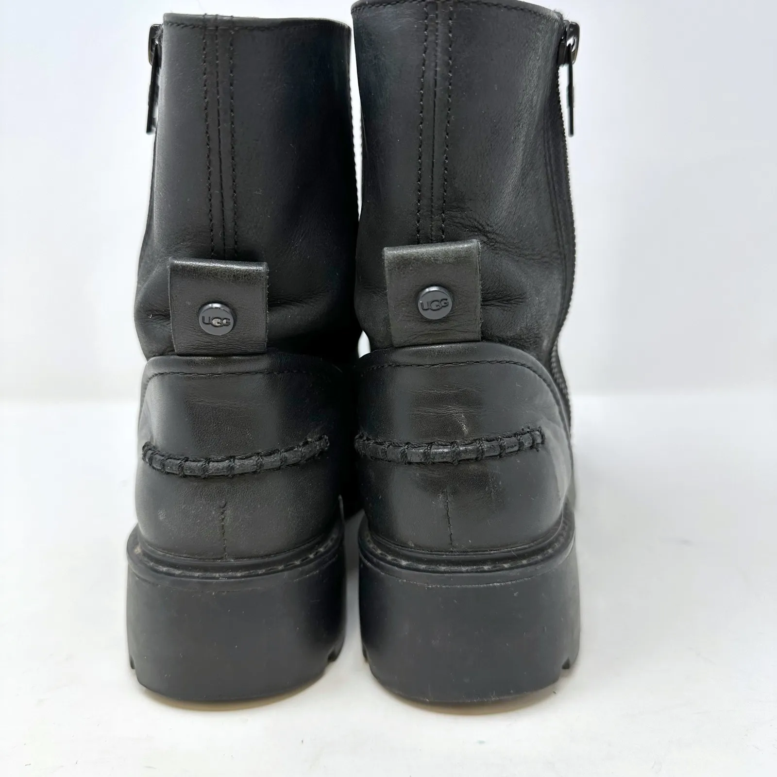 Ugg Polk Mixed Leather Moto Boots Black 8 - Image 5