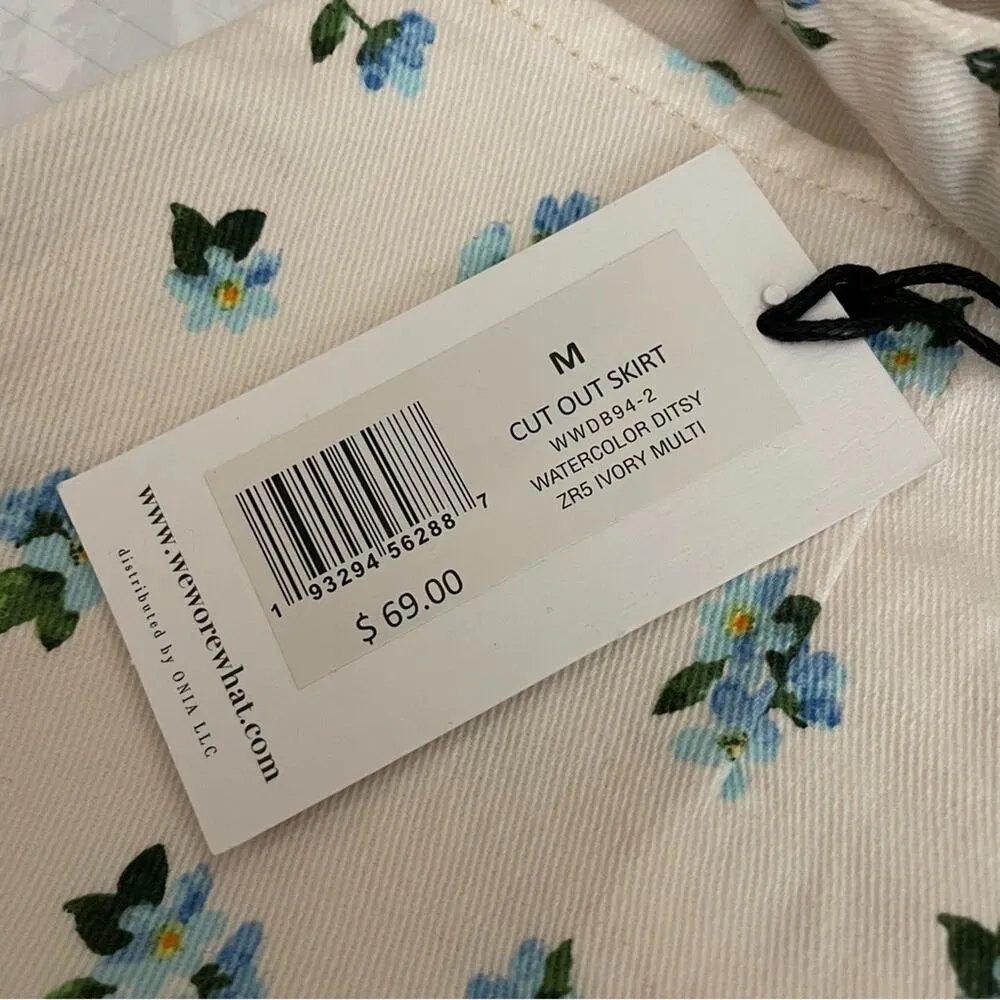 WeWoreWhat Cut Out Skirt in Ivory Watercolor Ditsy Women’s Sz M - Image 4