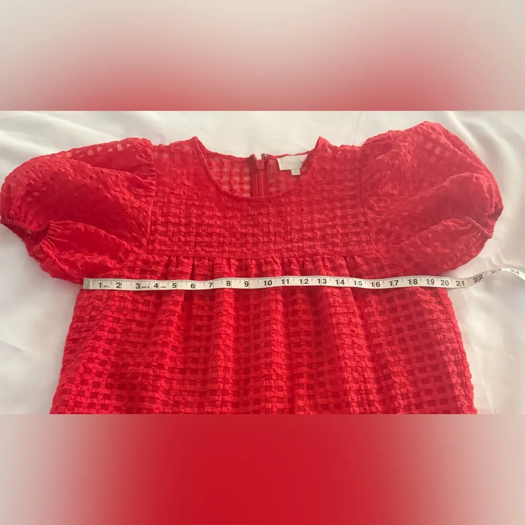 Sugarlips Nest Organza Red Puff Sleeve Tiered Mini Dress Size Small S - Image 5