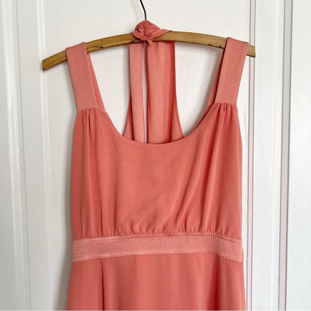 Tory Burch • Kaaren Dress tie front a-line coral peach salmon halter sleeveless - Image 13