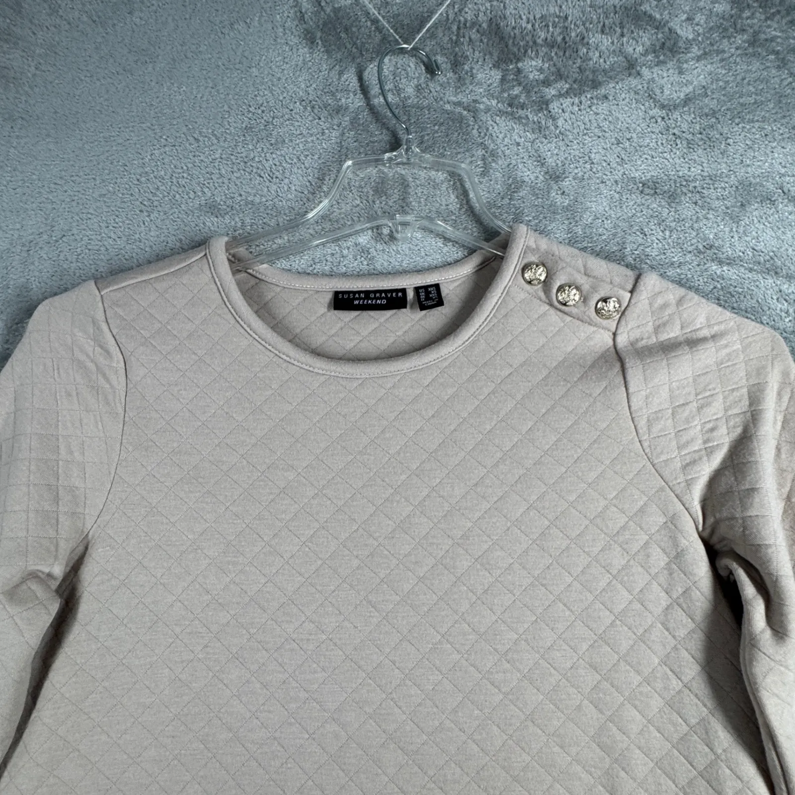 Susan Graver‎ Tunic Top Button Accent Quilted Long Sleeve Comfort Casual XXS - Image 4