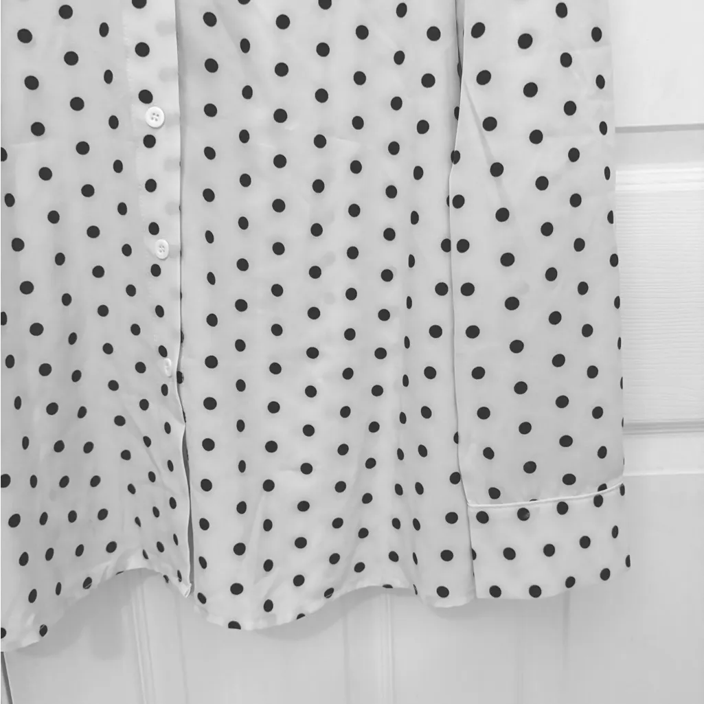 SHEIN Polka Dotted Long Sleeve Button Down Top with Pleated Back - Image 5