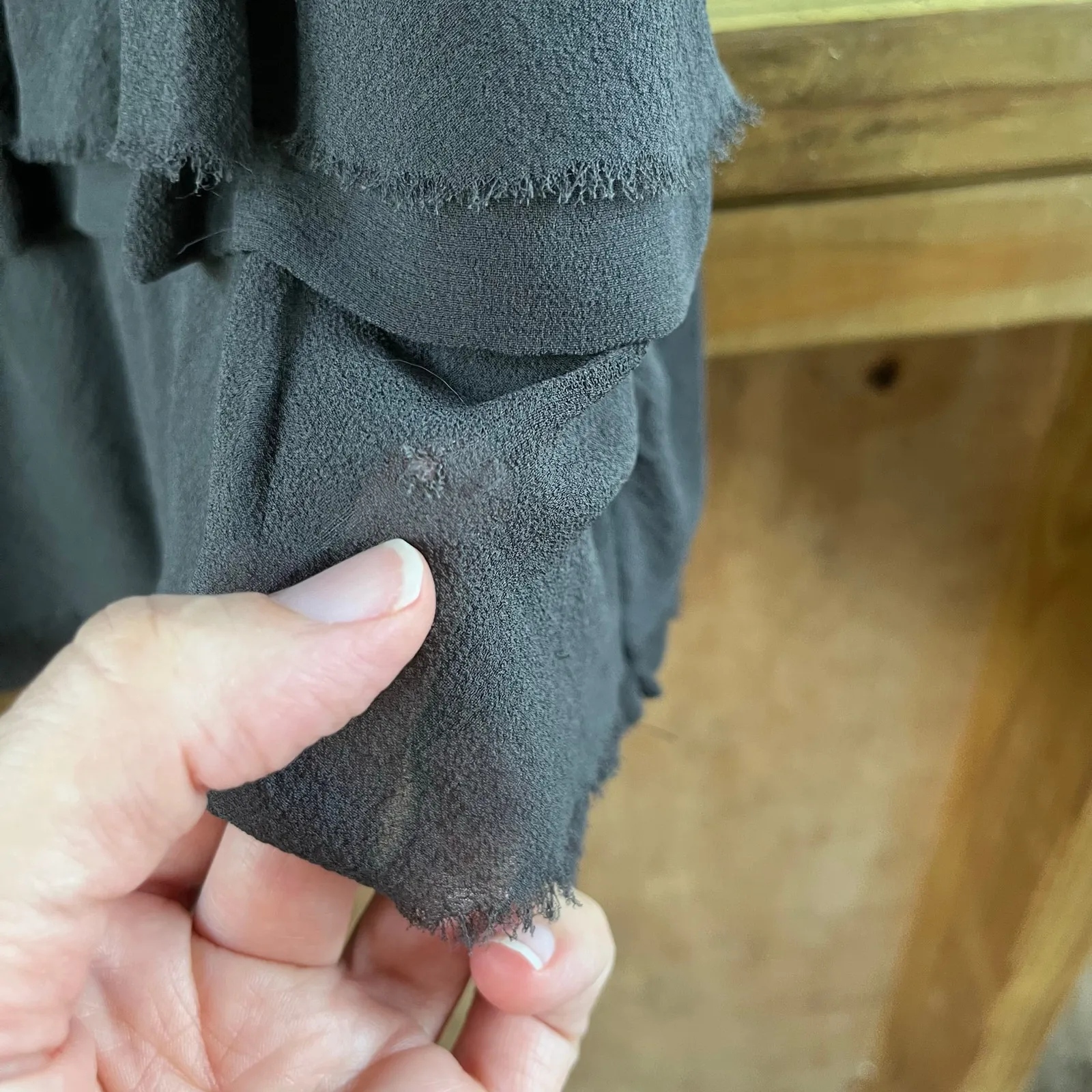 Theory Charcoal Grey 100% Silk Tiered Ruffled Mini Dress Size 4 - Image 7