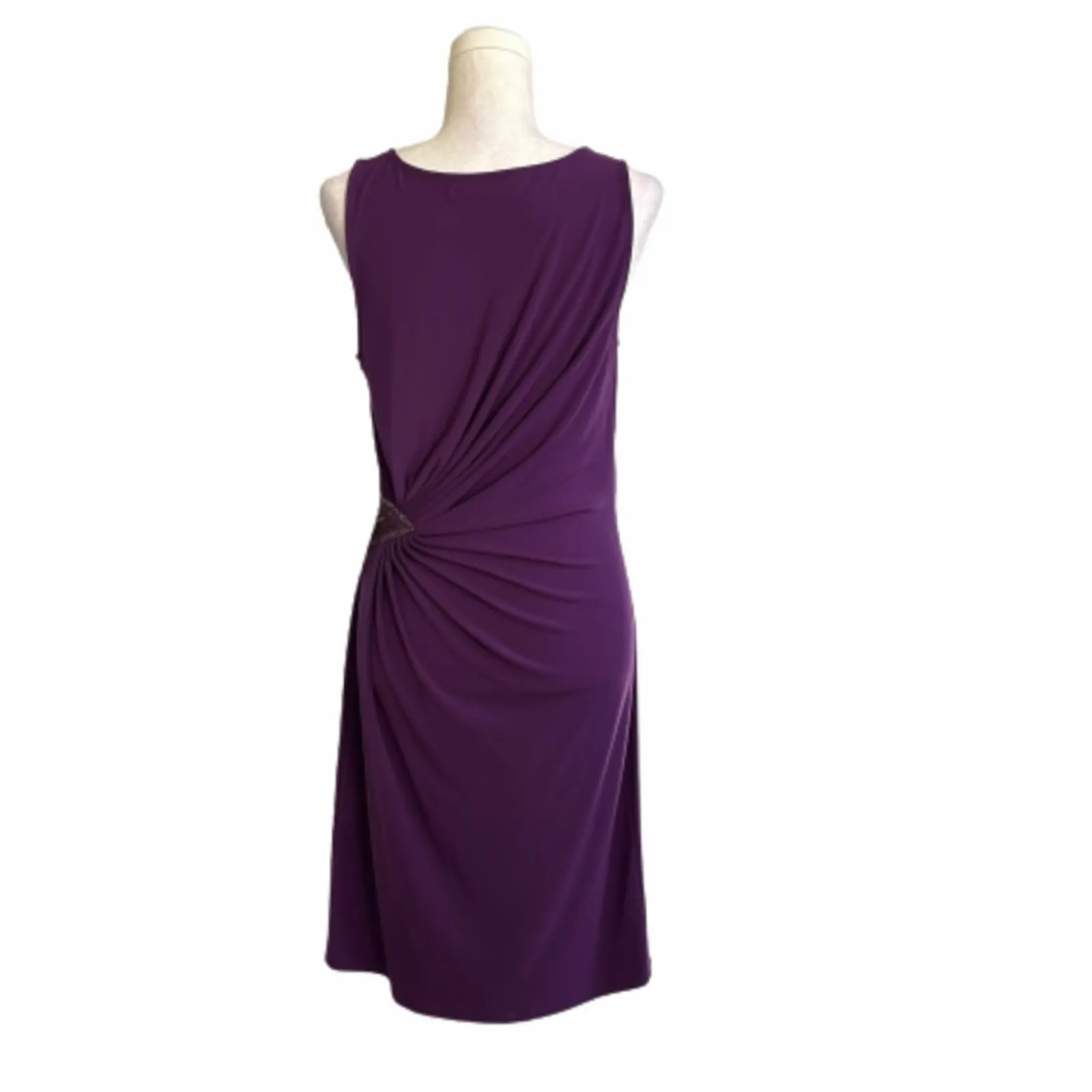 Jennifer Lopez Dress Purple Side Ruched Embellished Pintuck Cocktail Medium NEW - Image 4