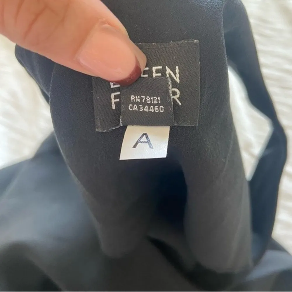 Eileen Fisher Black Sleeveless Pleated Shift Dress Scoop Neck Medium - Image 8