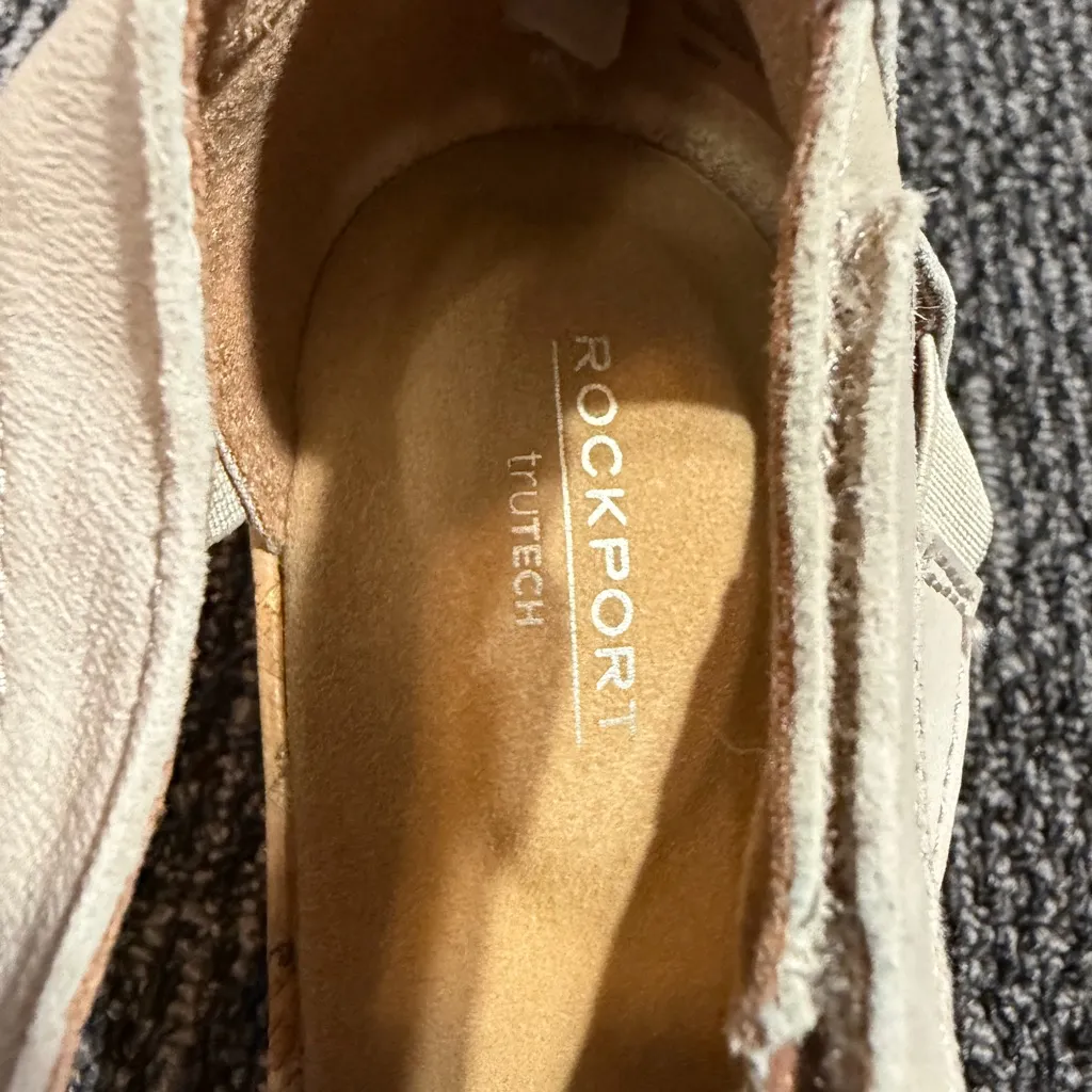 Women's Size 8 M Rockport Briah 3' Wedge Gadiator Sandals Taupe White - Image 2