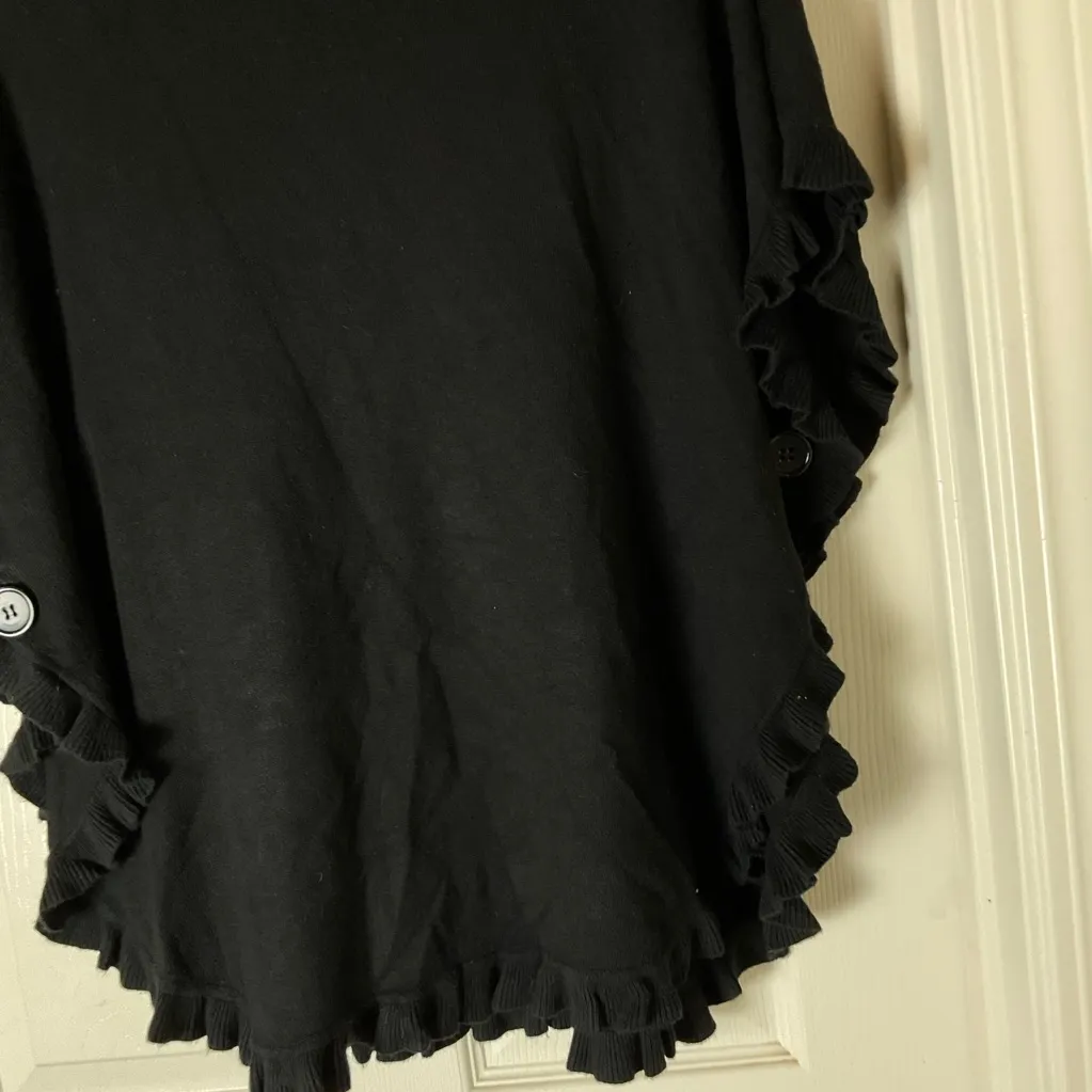 Joseph A. Classic Black Ribbed  Turtleneck Poncho Size Medium - Image 6