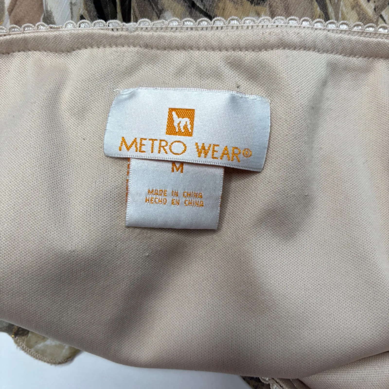 VTG 90s Metro Wear Fairy Grunge Boho Maxi Skirt Flowy Retro Animal Print Gold M Brown Size M - Image 3