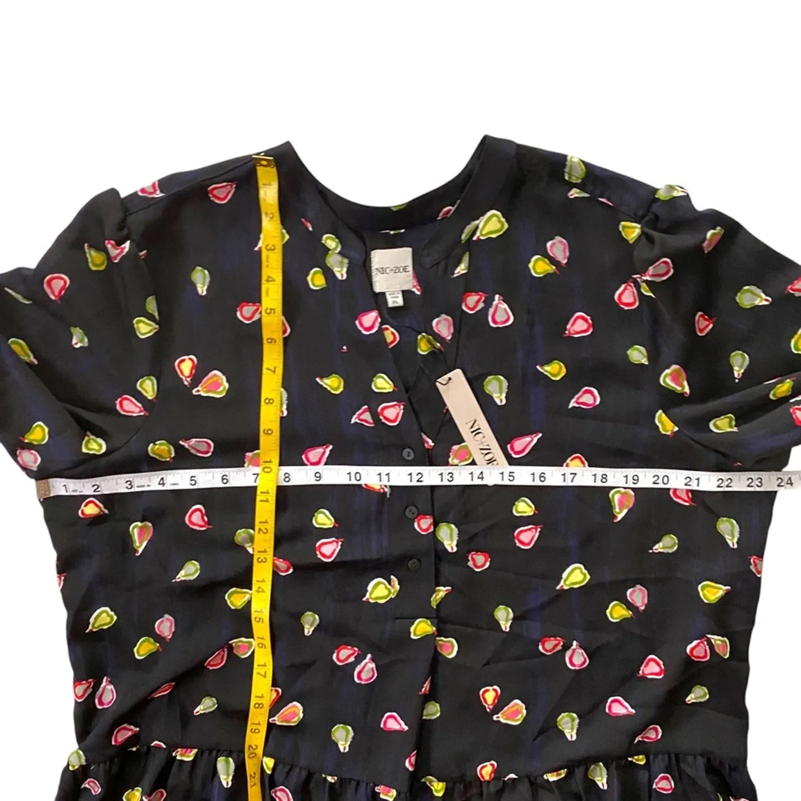 NIC+ZOE Dress XL Long Sleeve Mini Boho Party Pears Shirtdress Relaxed Bohemian - Image 11