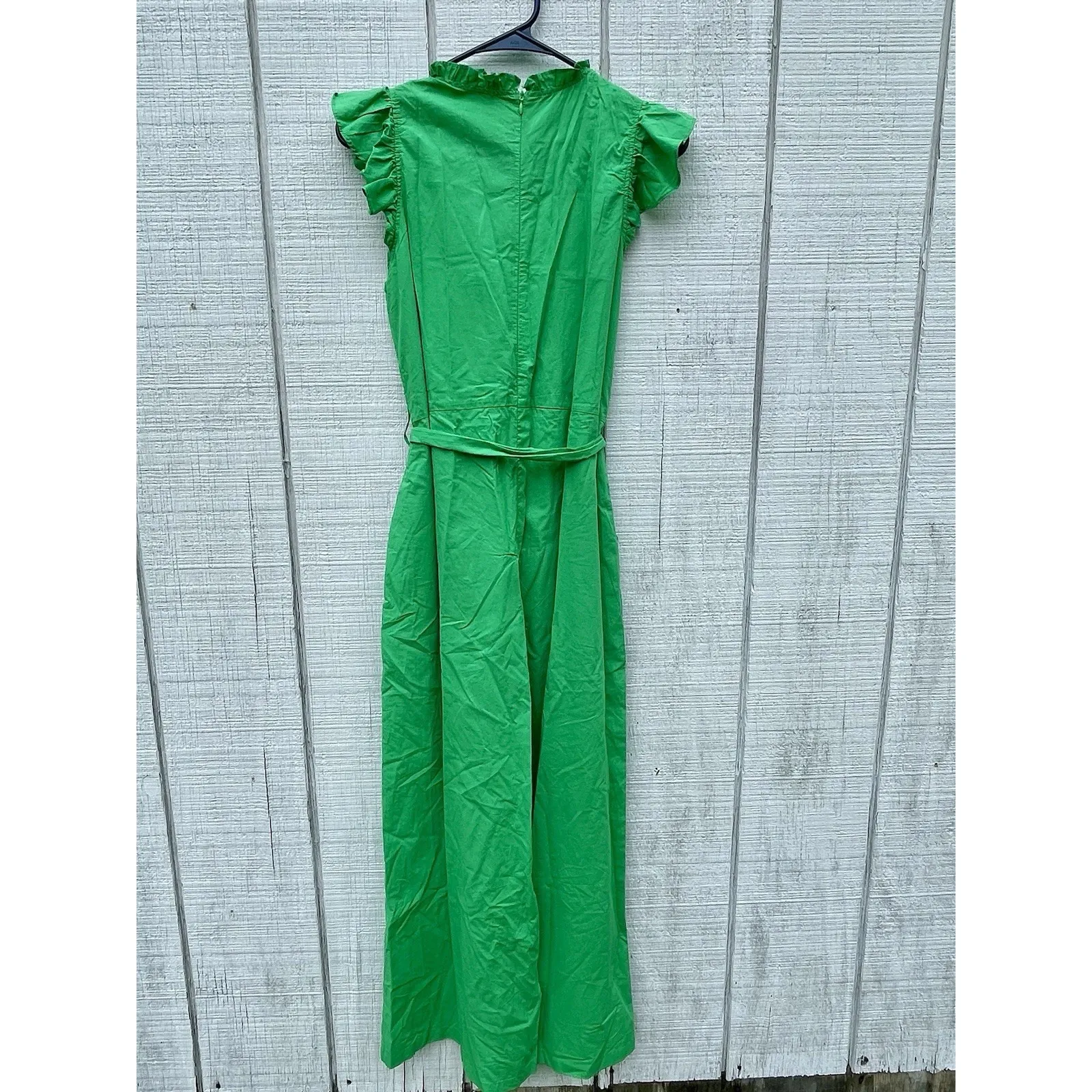& Merci Solid Green One Piece Romper Size Medium Belted With pockets Cap Sleeved - Image 4