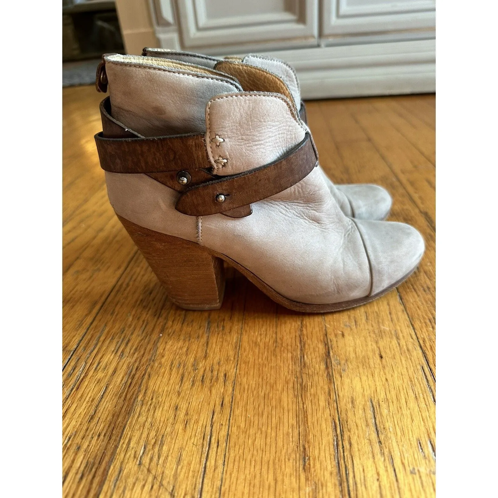 Rag & Bone Women's Size 37 Harrow Boots Gray Leather Ankle Booties Casual Bootie - Image 5