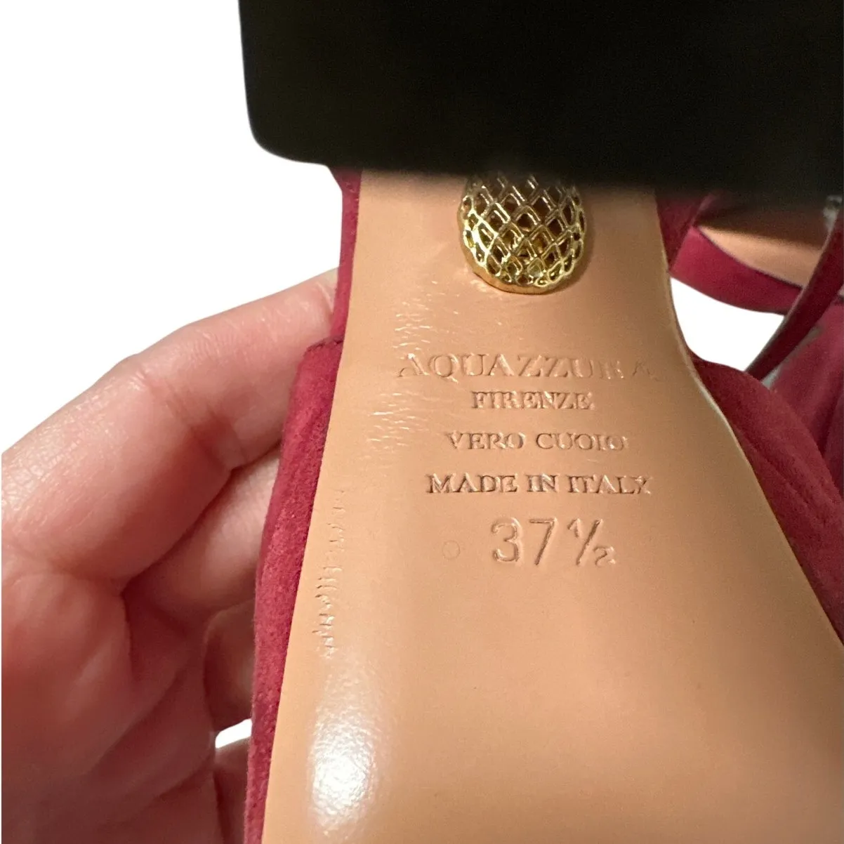 Aquazzura Mira Red Suede Platform Heels IT 37.5 US 7.5 Block Slingback Sandals Size 6.5 - Image 8