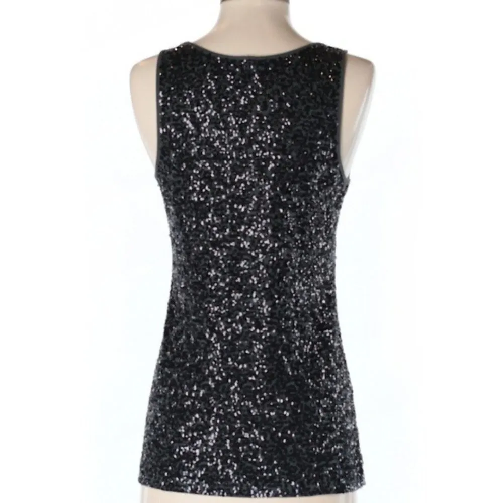 Womens J Crew Sleeveless Black & Grey Sequin Camisole Cocktail Wear Top Size: XS - Image 2