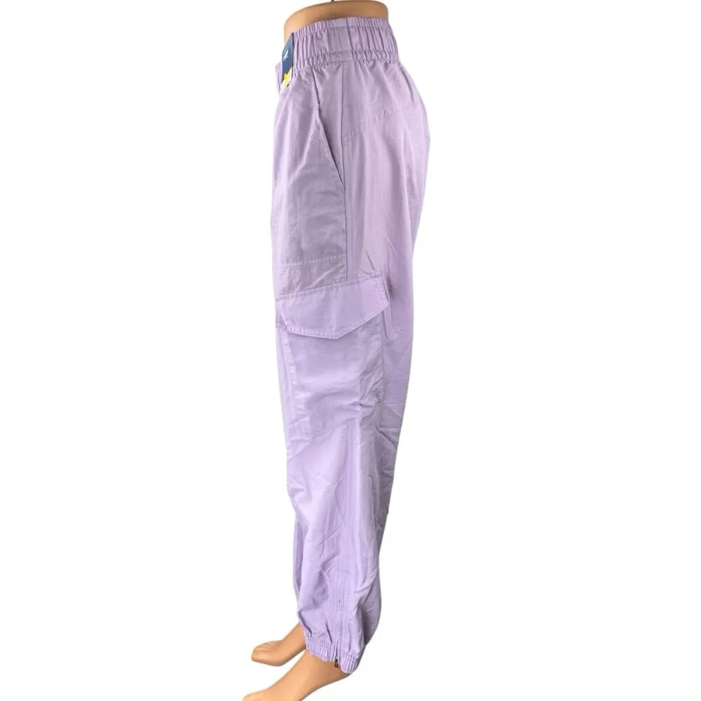 NEW Old Navy Active Womens Purple Elastic Waist Windbreaker Cargo Jogger Pants S - Image 2