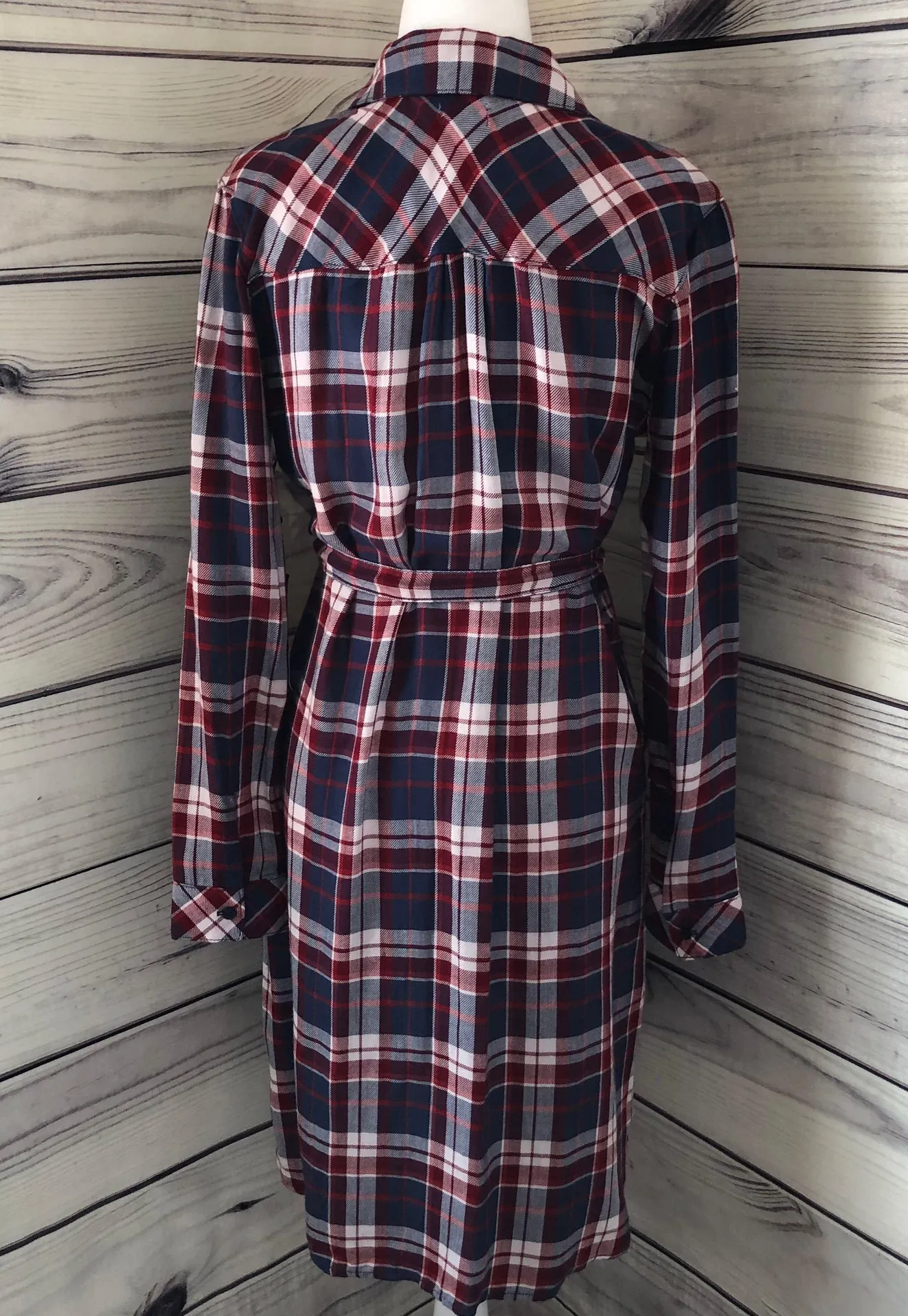 Long Plaid Flannel Shirt Dress Small Button Down - Image 4