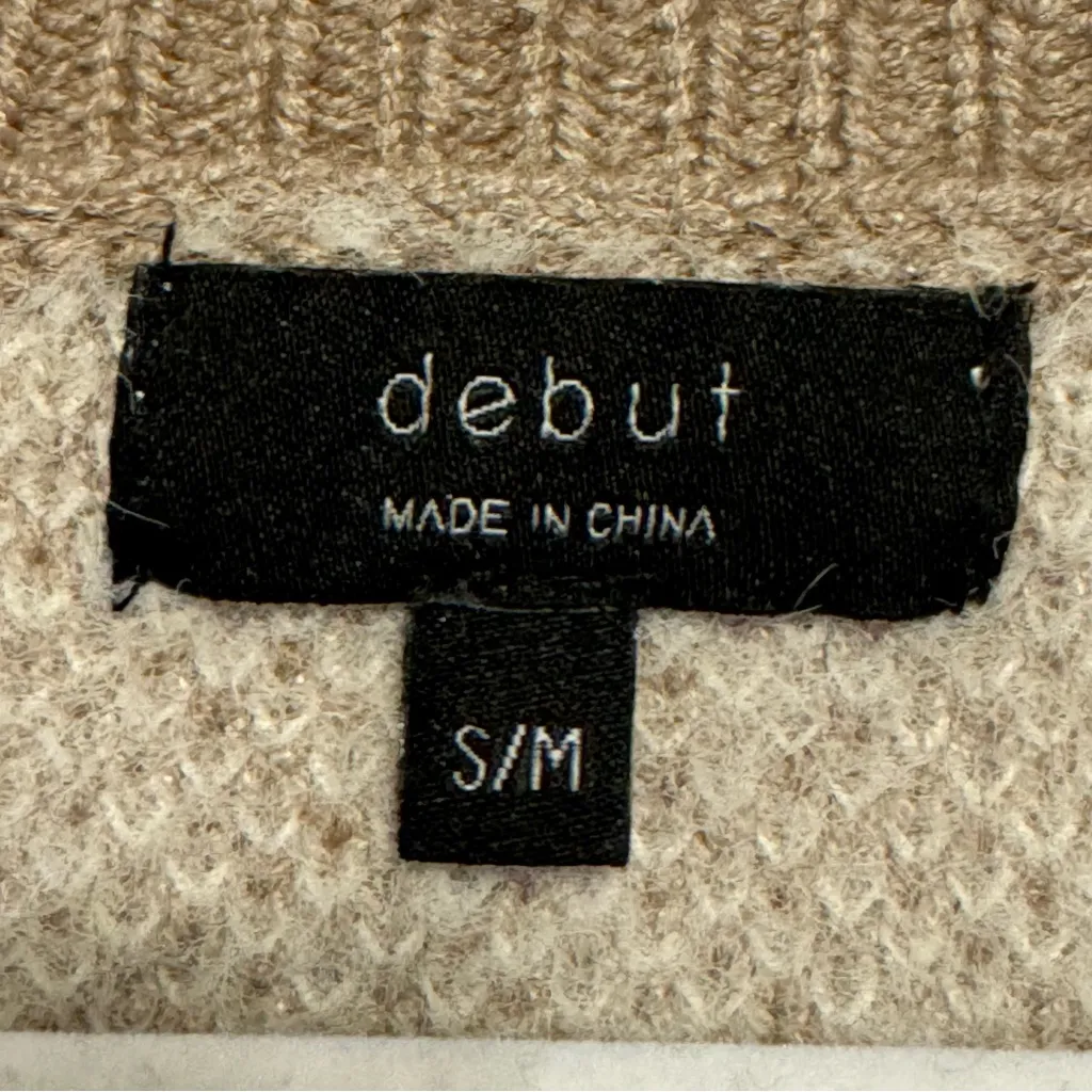 Debut Ultra-Soft Cropped Gingham Colorblock Sweater Top in Cream / Beige / Brown - Image 5