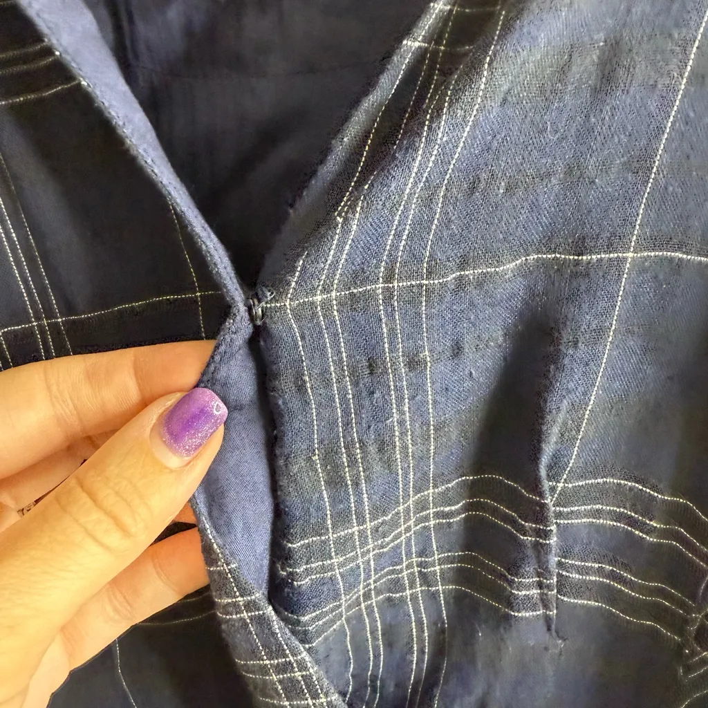 Greylin  Navy Plaid V-Neck romper small - Image 5