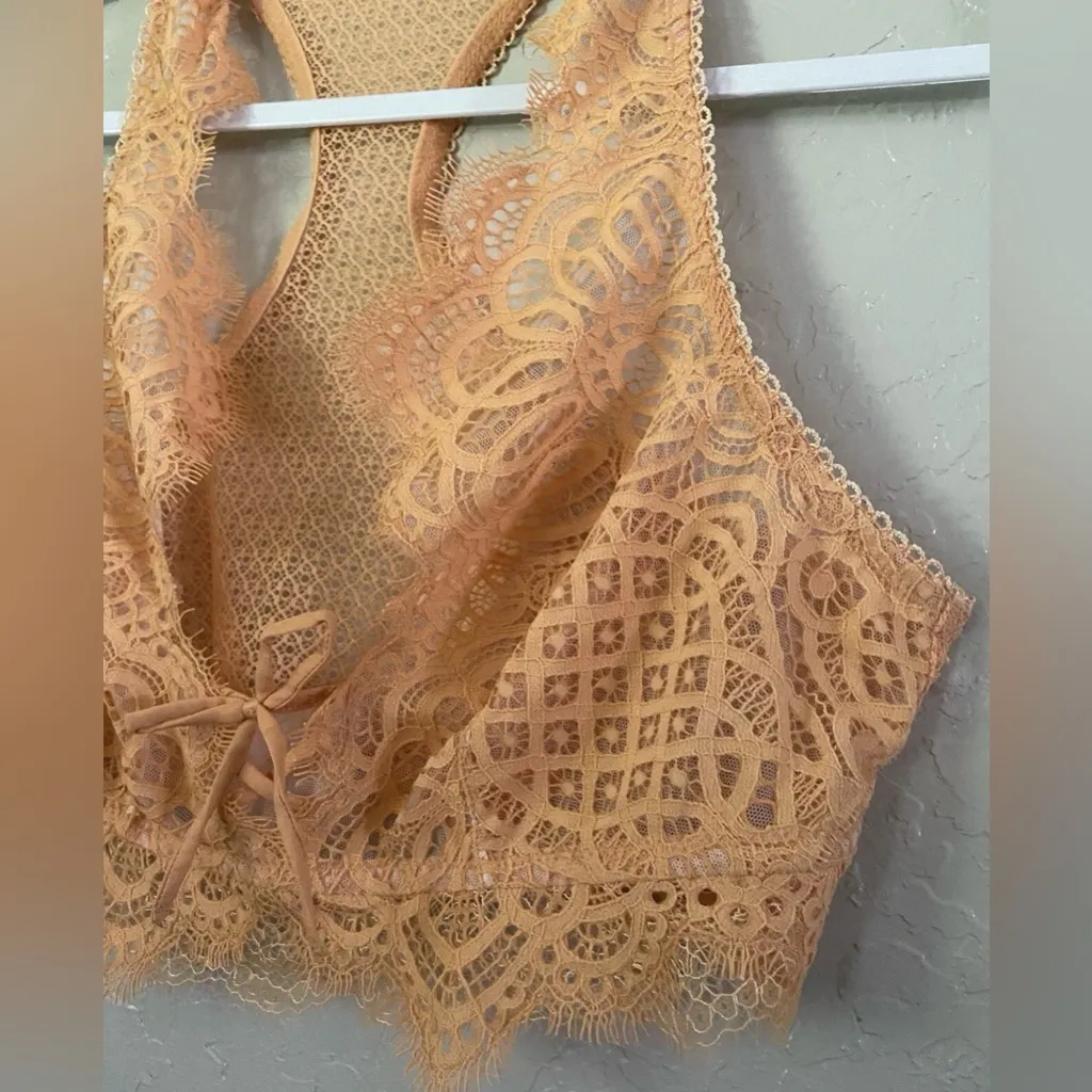New VICTORIA'S SECRET Orange Lacey Bralette Bra Size L - Image 2