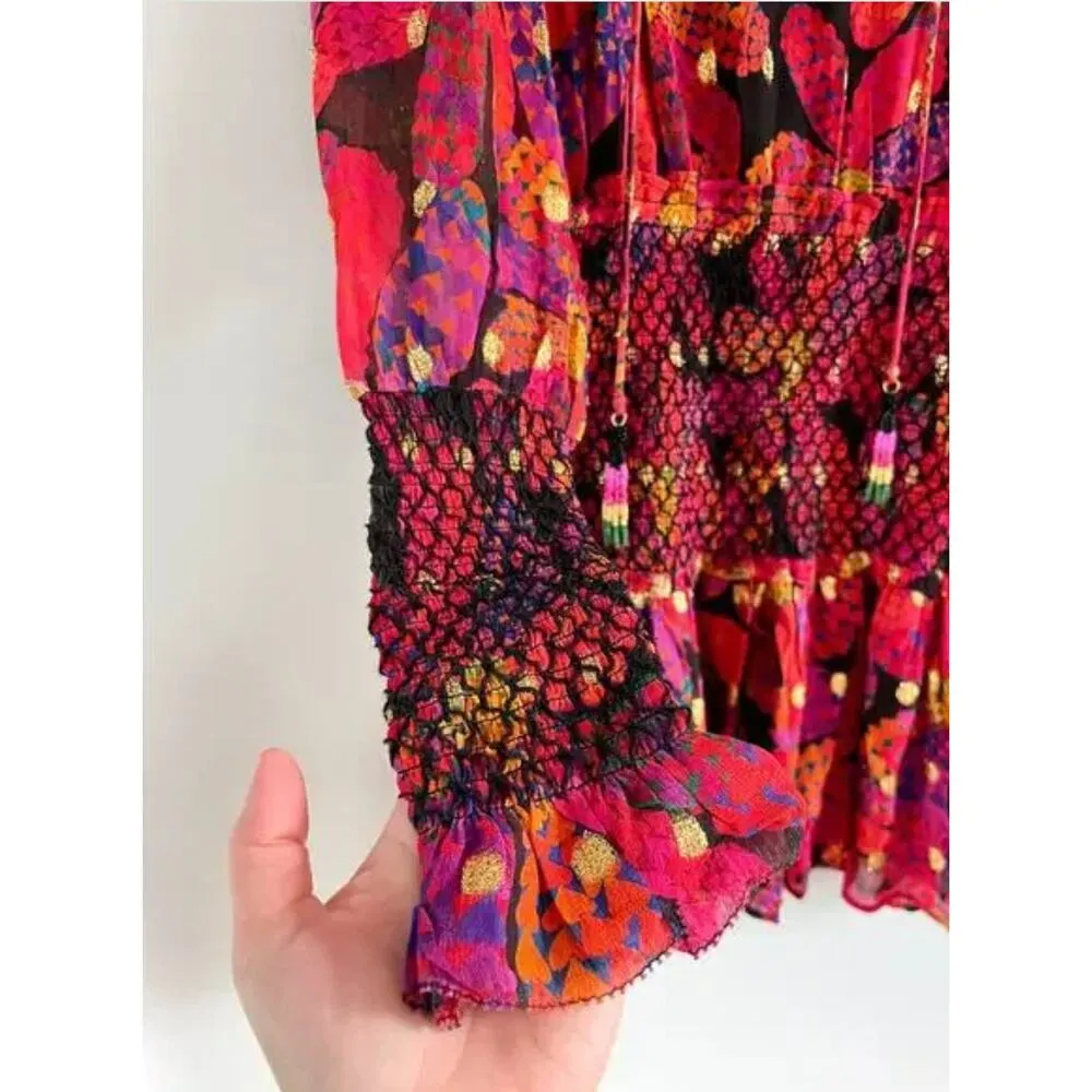 Farm Rio | NWT | Heart Daisy Smocked Minidress | Sz XS - Image 4