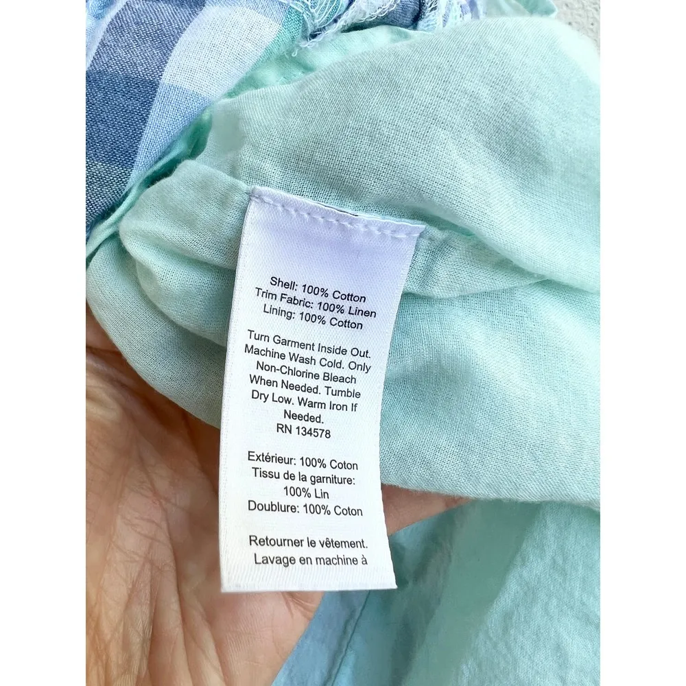 Vineyard Vines Dolphin Hem Madras Margo Plaid Mini Shirt Dress Blue Womens Size6 - Image 7