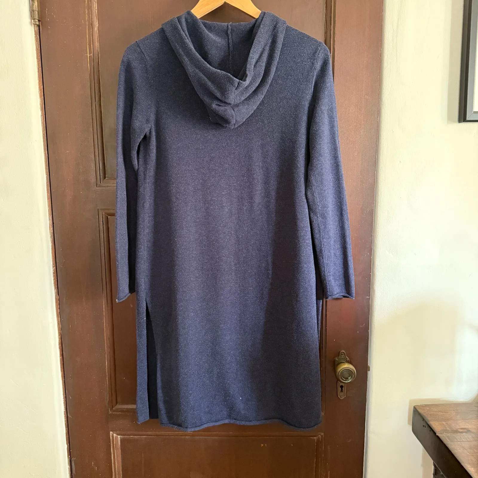 EILEEN FISHER | Navy Blue Peruvian Organic Cotton Open Cardigan Blue Women's XXS - Image 2