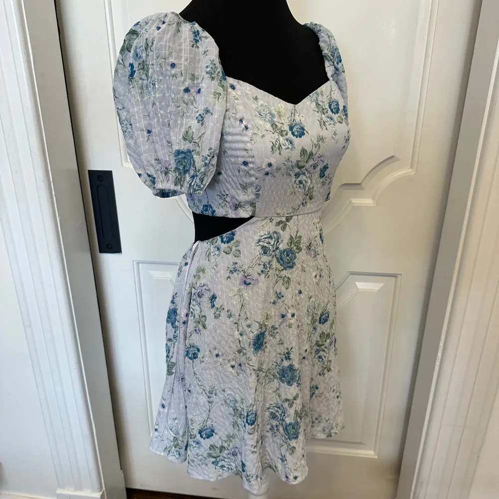 Altar’d State Open Back Floral Puff Sleeve Mini Dress Sweetheart Neck NWOT - Image 9