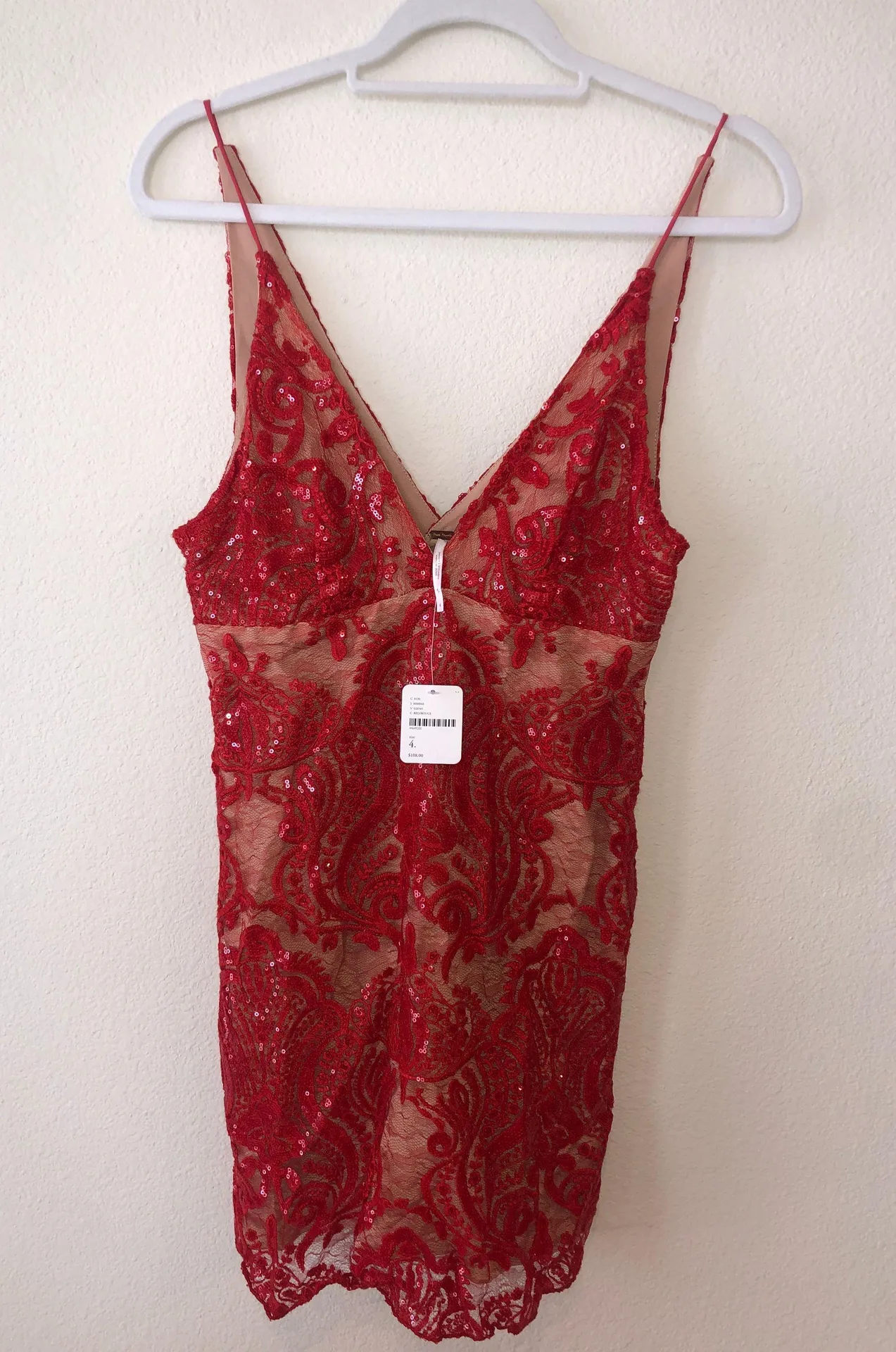 Free People Red Sequin Dress - Image 3