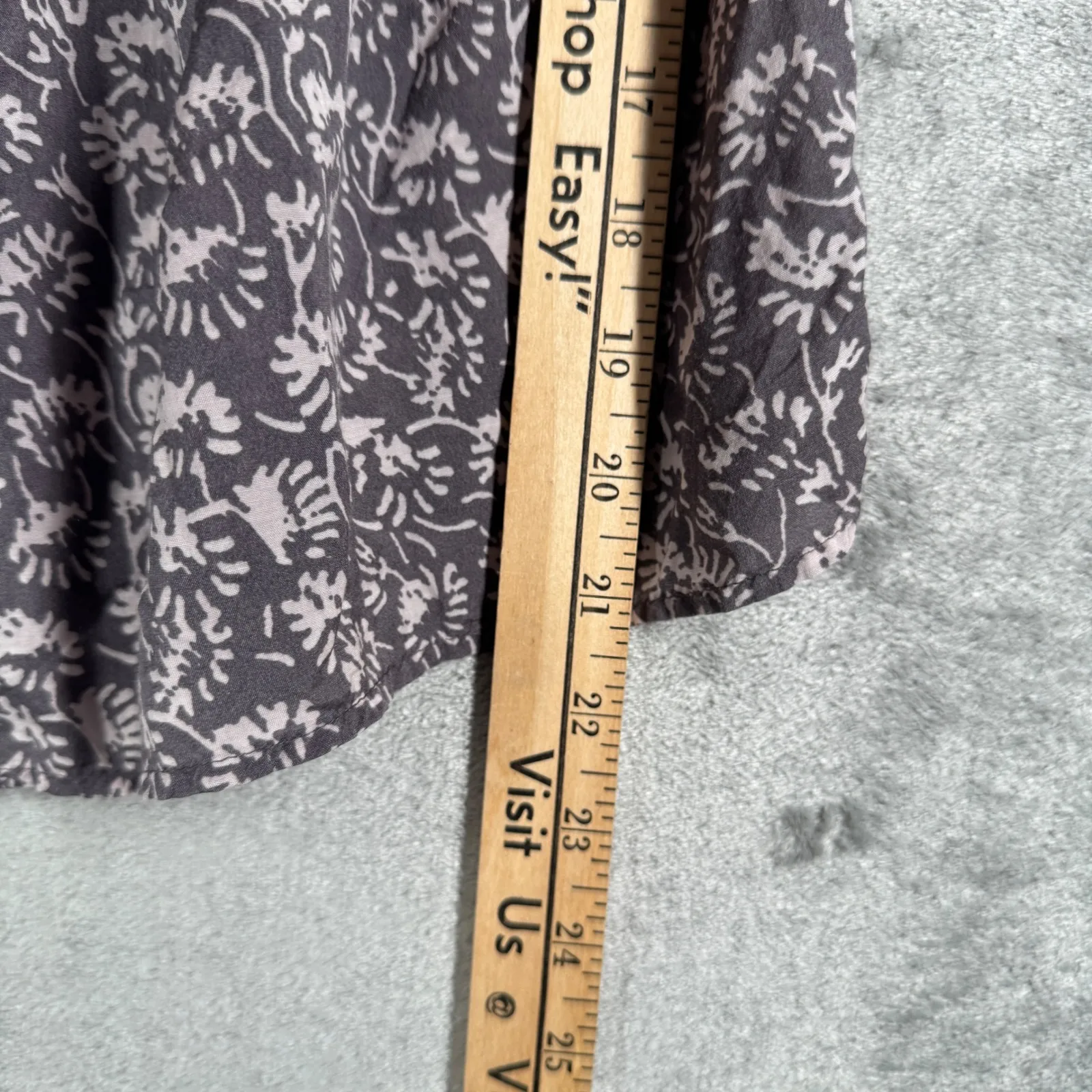 Gap Blouse Women Puff Sleeve Floral Print Popover Top Gray Neutral Casual Size S - Image 10