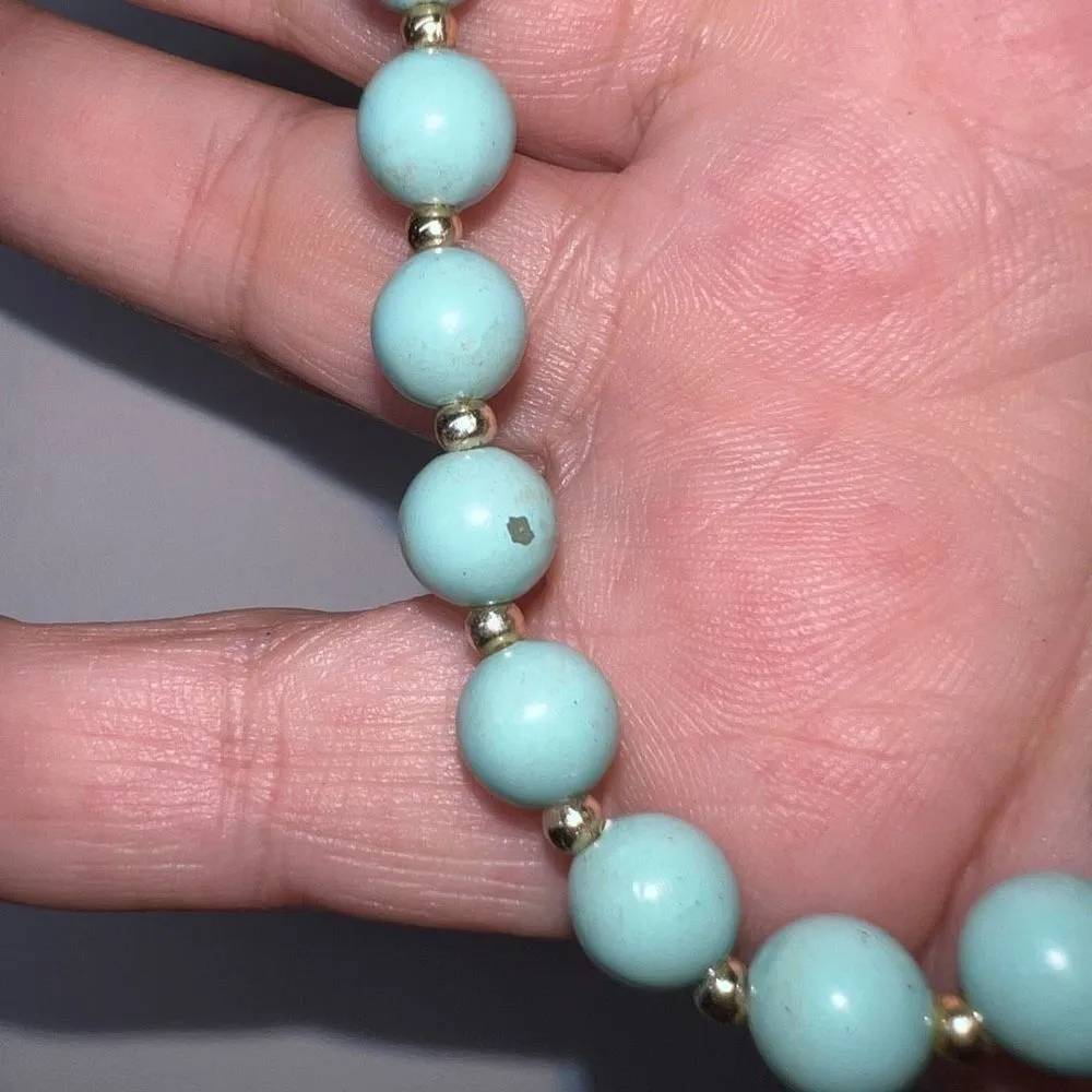 Vintage Light Blue Plastic Bead Necklace - Image 4