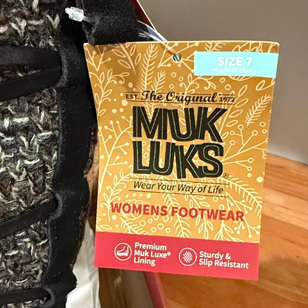 MUK LUKS Black Suede NWT winter boots memory foam insoles size 7 - Image 2