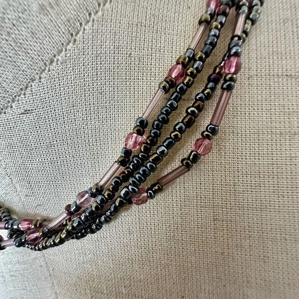 Premier Designs Purple and pink multi strand beaded necklace - Image 3