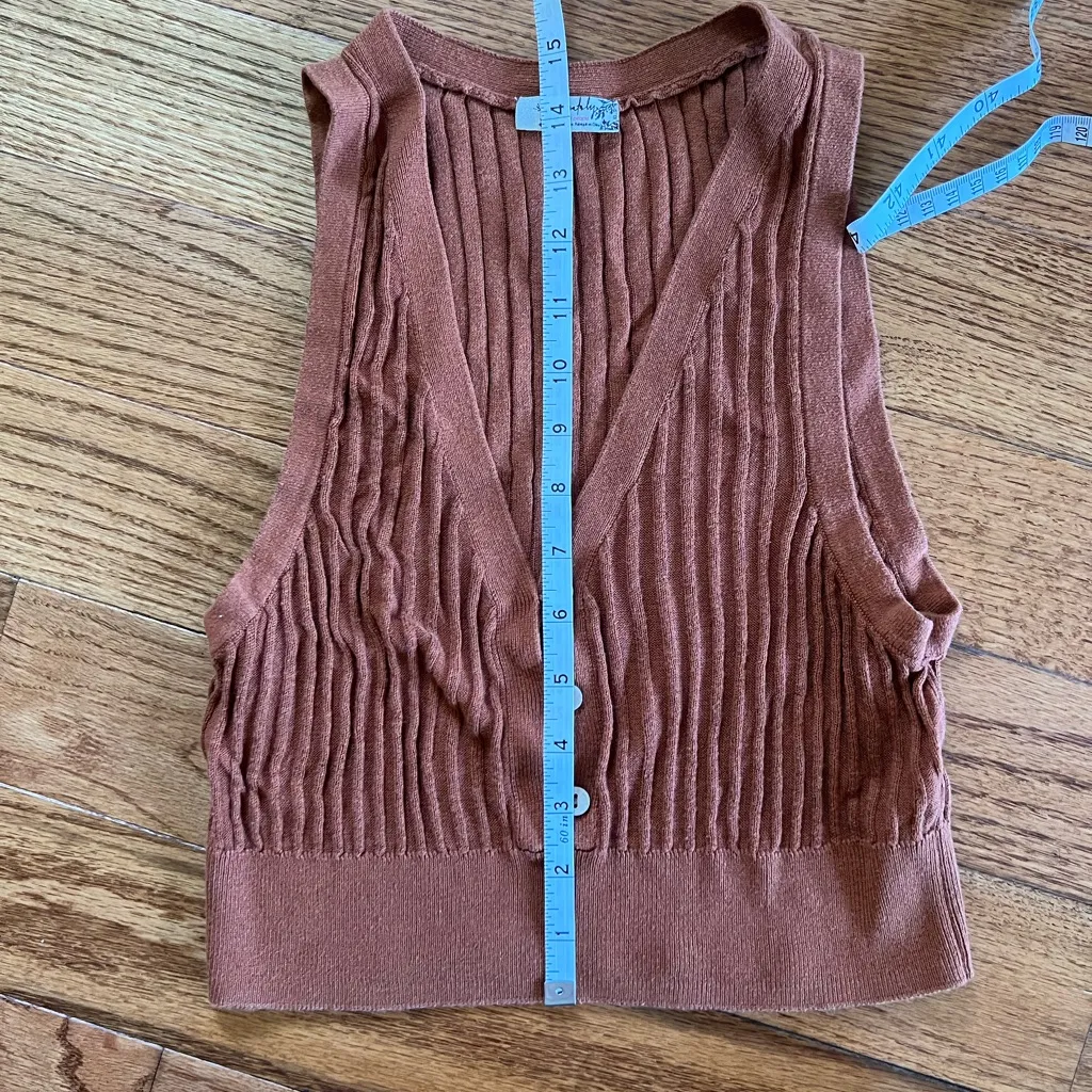 Free People Intimately pullover brown ribbed stretch knit vest Size XS - Image 4