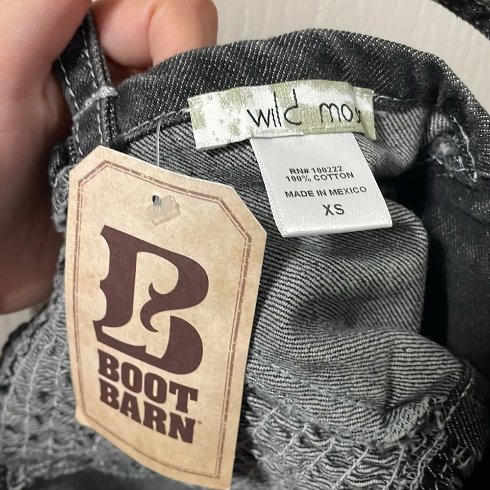 💙💖 NEW Boot Barn Denim Studded Cropped Bustier Top Gray Size XS - Image 5