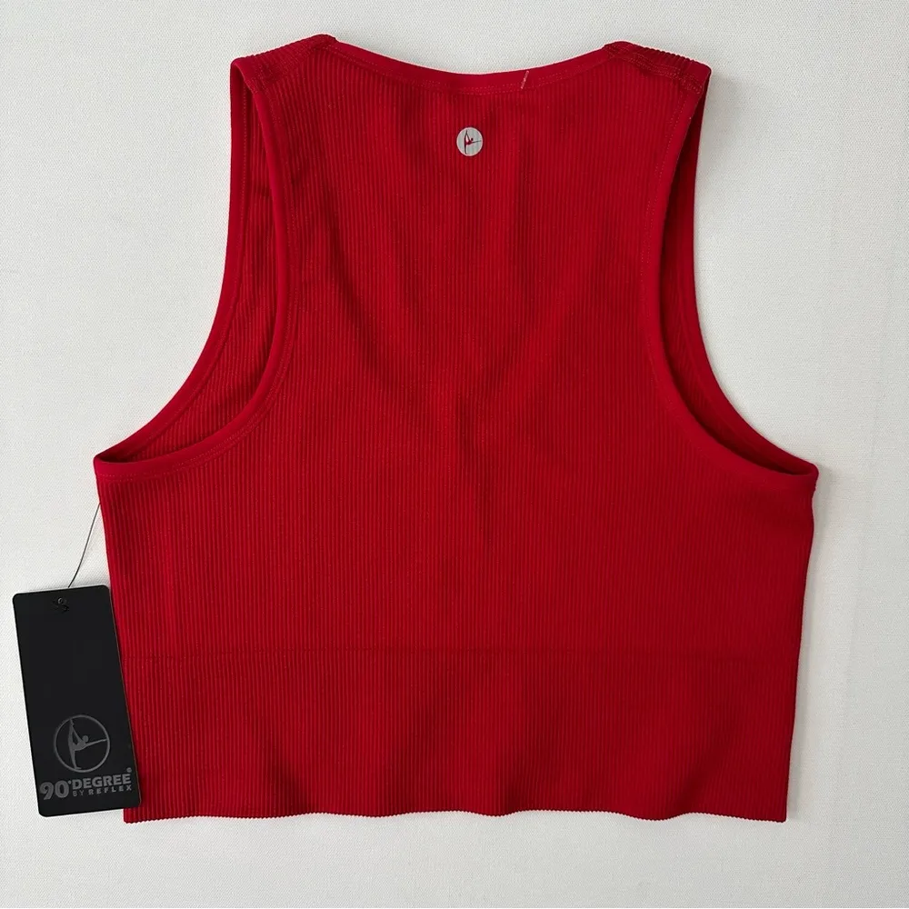 90 Degrees Women’s Seamless Crop Tank Top Size L Red Size L - Image 15