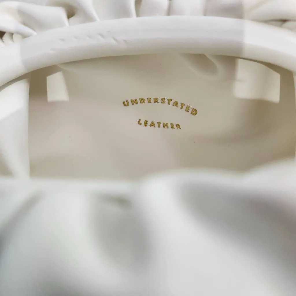 Understated Leather Cream Clutch with Gold-Tone Chain Mother's Day Gift - Image 6