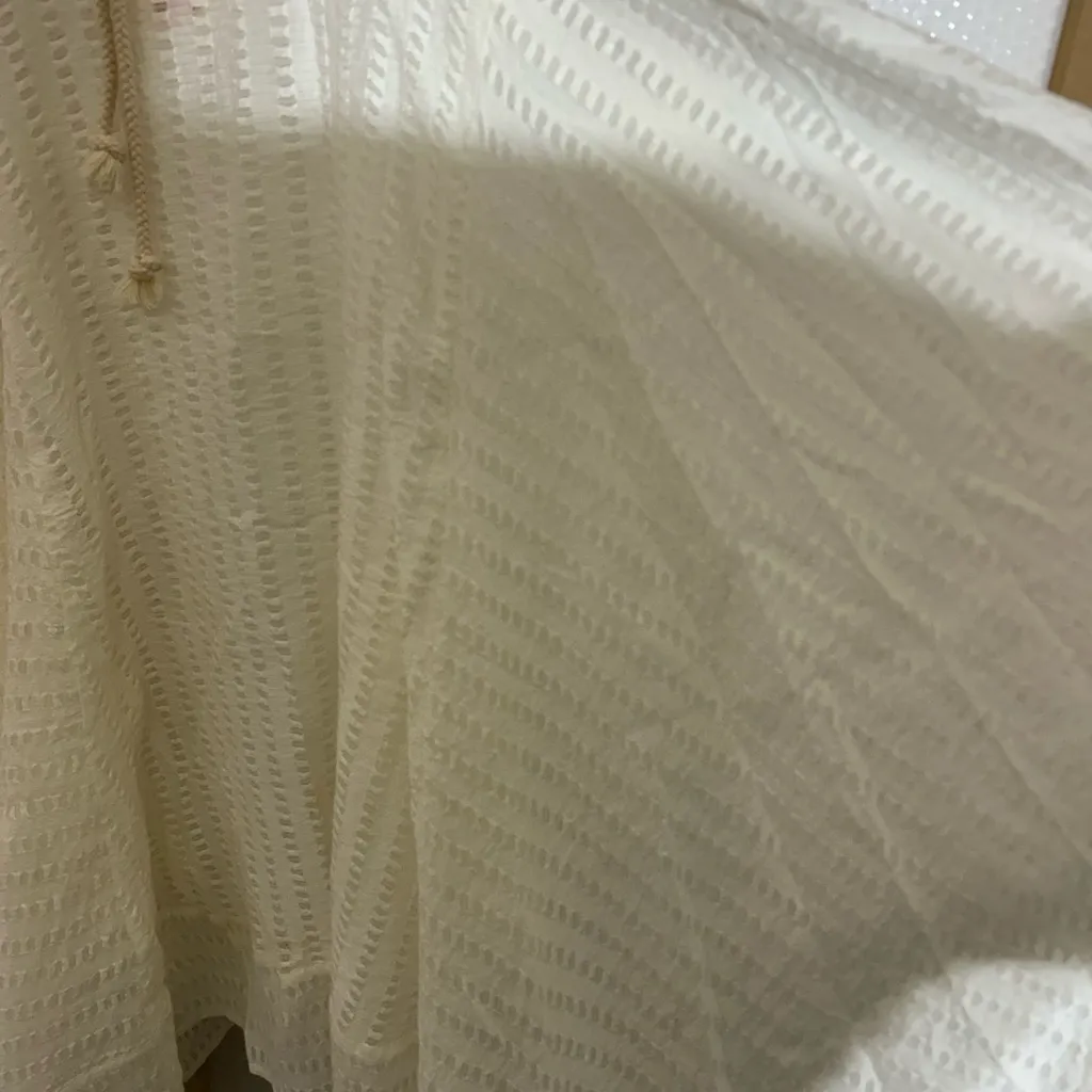 Anthropologie Lilka White Asymmetrical Handkerchief Hem Midi Dress Strapless - Image 3