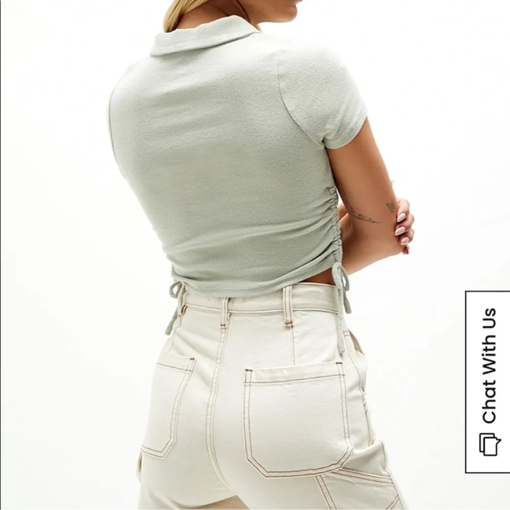 Shortsleeve Side Tie Collared Quarter Button Tee NWT - Image 3