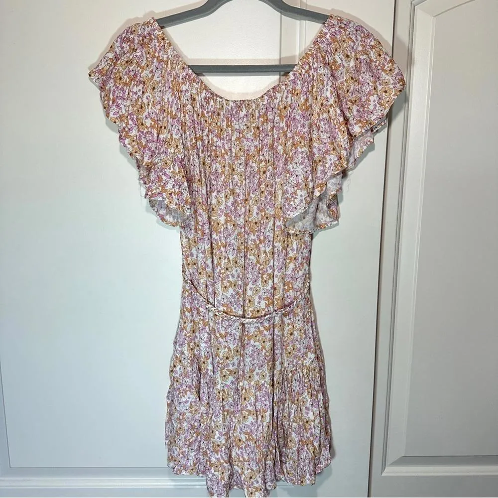 Rose & Rhyme Off the‎ Shoulder Trendy Floral Mini Dress Size: Medium Pink - Image 4