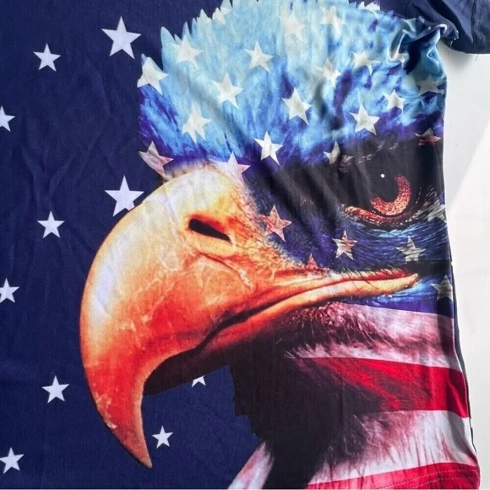 SSLR vogue life size M women’s collection patriotic flag shirt star navy white. Blue Size M - Image 2