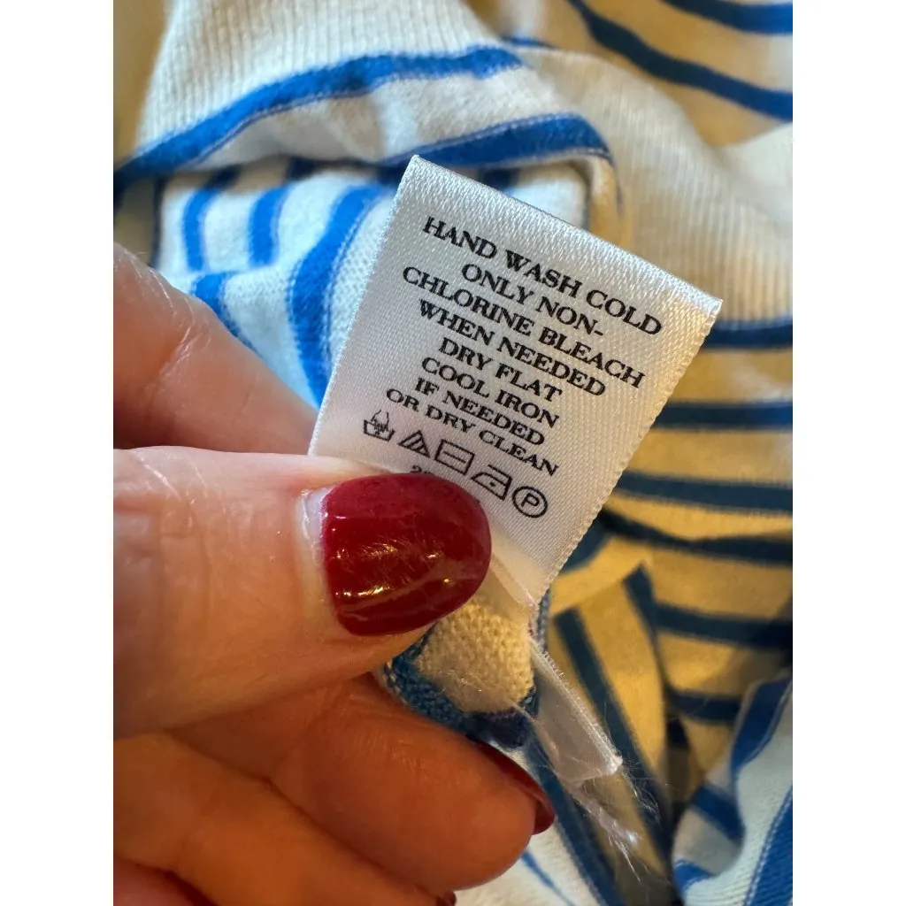 Ann Taylor Sweater Women Medium Blue White Striped Button Front‎ Cardigan Preppy - Image 11