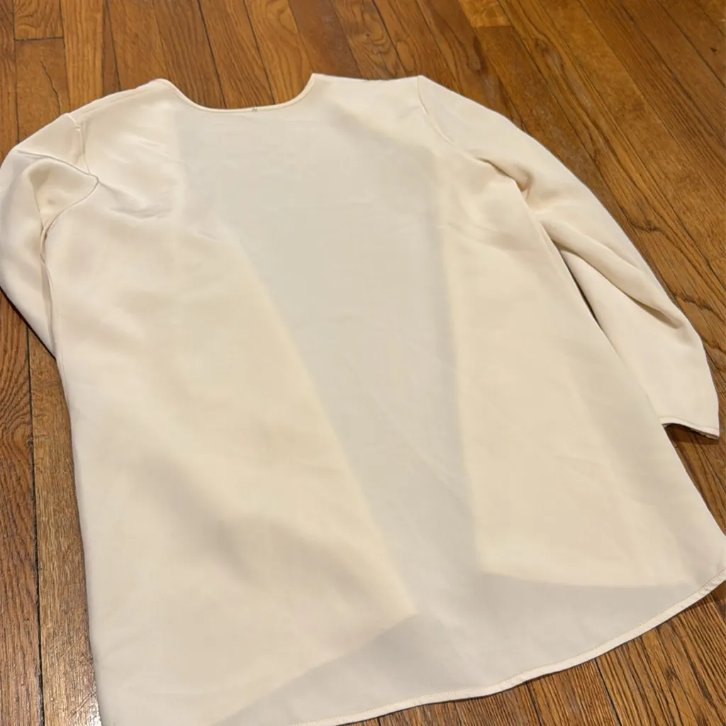 PETER COHEN ivory Cream Open Front 100% Silk Cardigan Womens M Tan Size M - Image 5