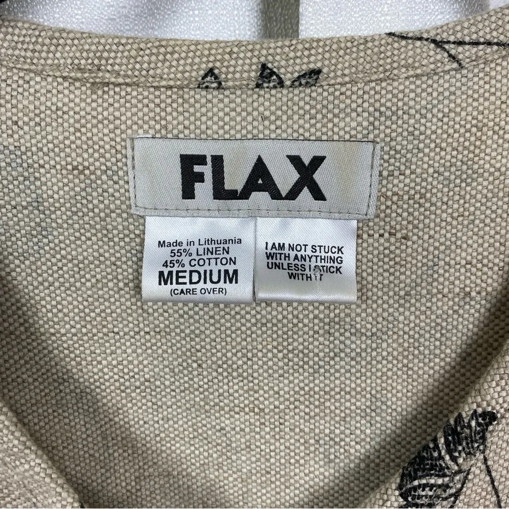 FLAX Beige&Black Floral Linen&Cotton Blazer Jacket Sz.M - Image 4