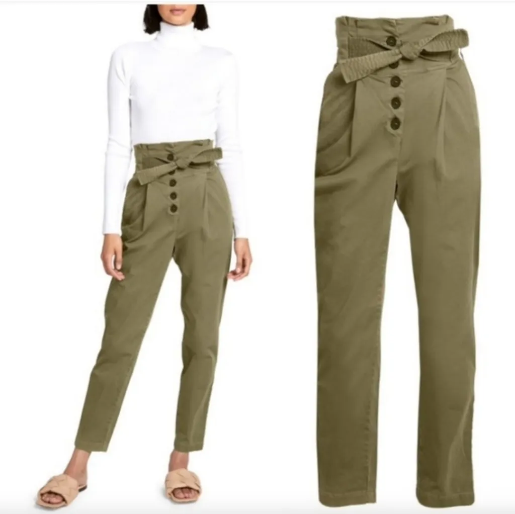 A.L.C. Krew Tapered Paperbag Pants in Green size 10 - Image 4