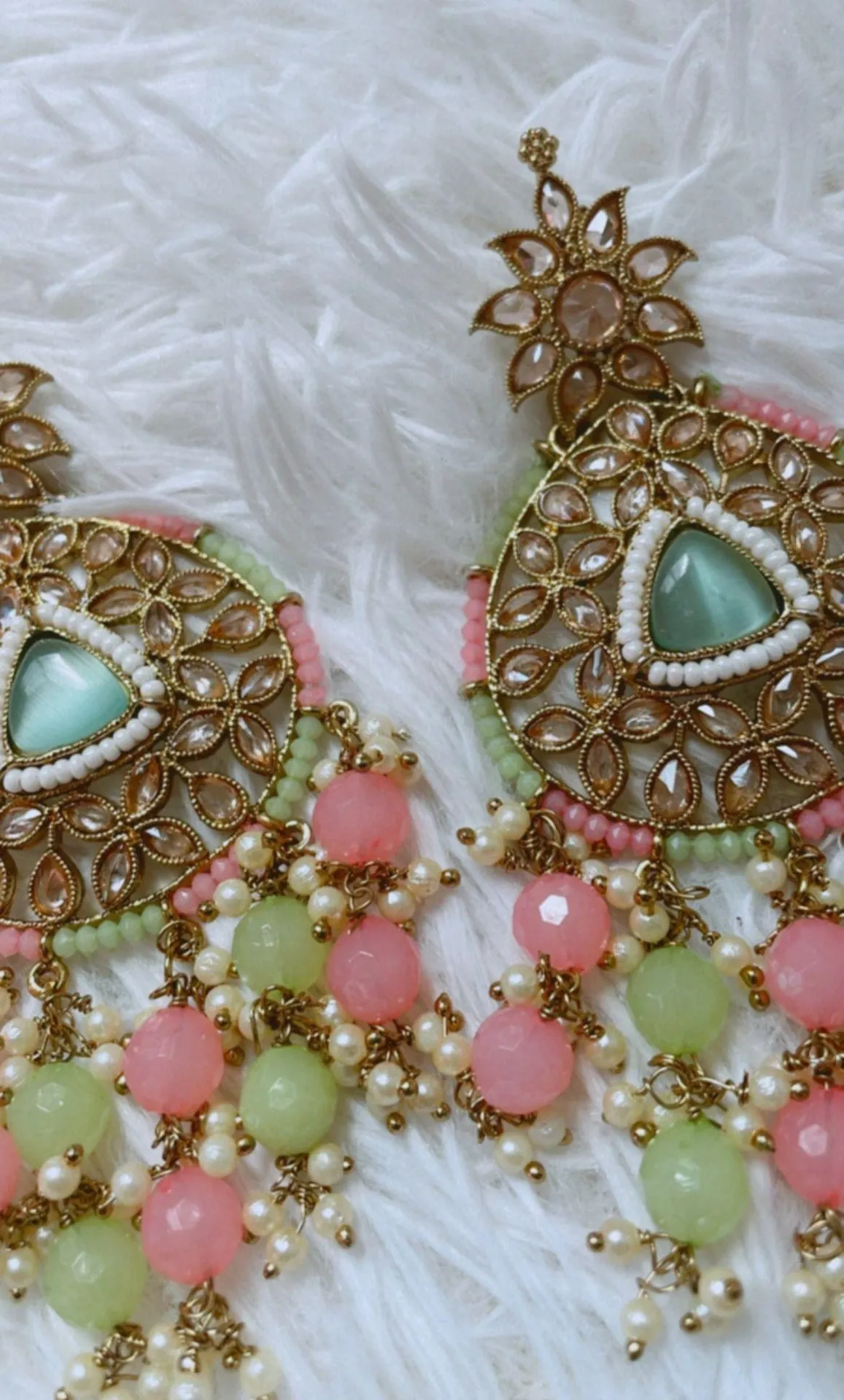 Light Green and pink Earrings (jhumka) Multiple - Image 3
