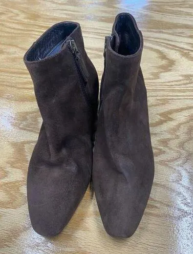 Aquatalia Ankle Boots Women's 6 Brown Suede Side Zip Almond Toe Formal Bootie S5 - Image 2