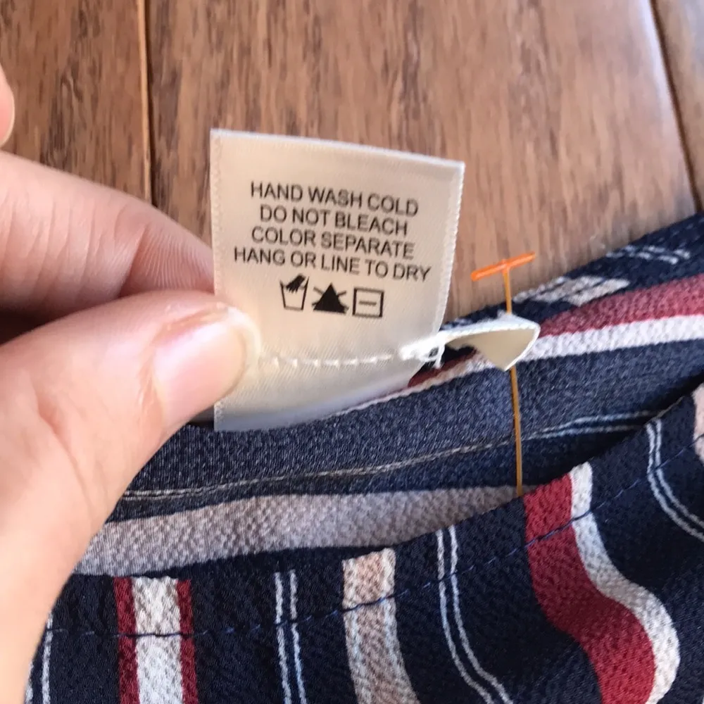 Urban Romantics navy/burgundy striped knot front blouse - Image 4