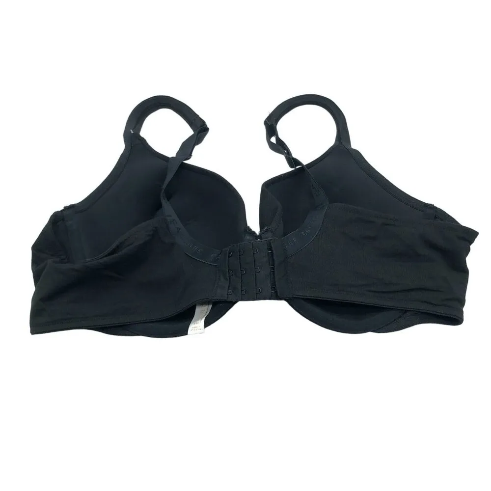 Cacique Lightly Lined T-Shirt Bra Black Cotton/Nylon Adjustable Straps 44C - Image 2