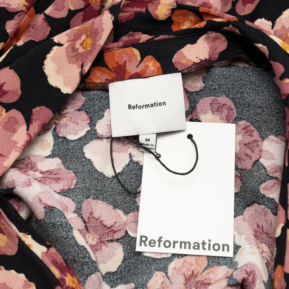 Reformation Joelle Floral Tie Neck Button Up Top - Image 9