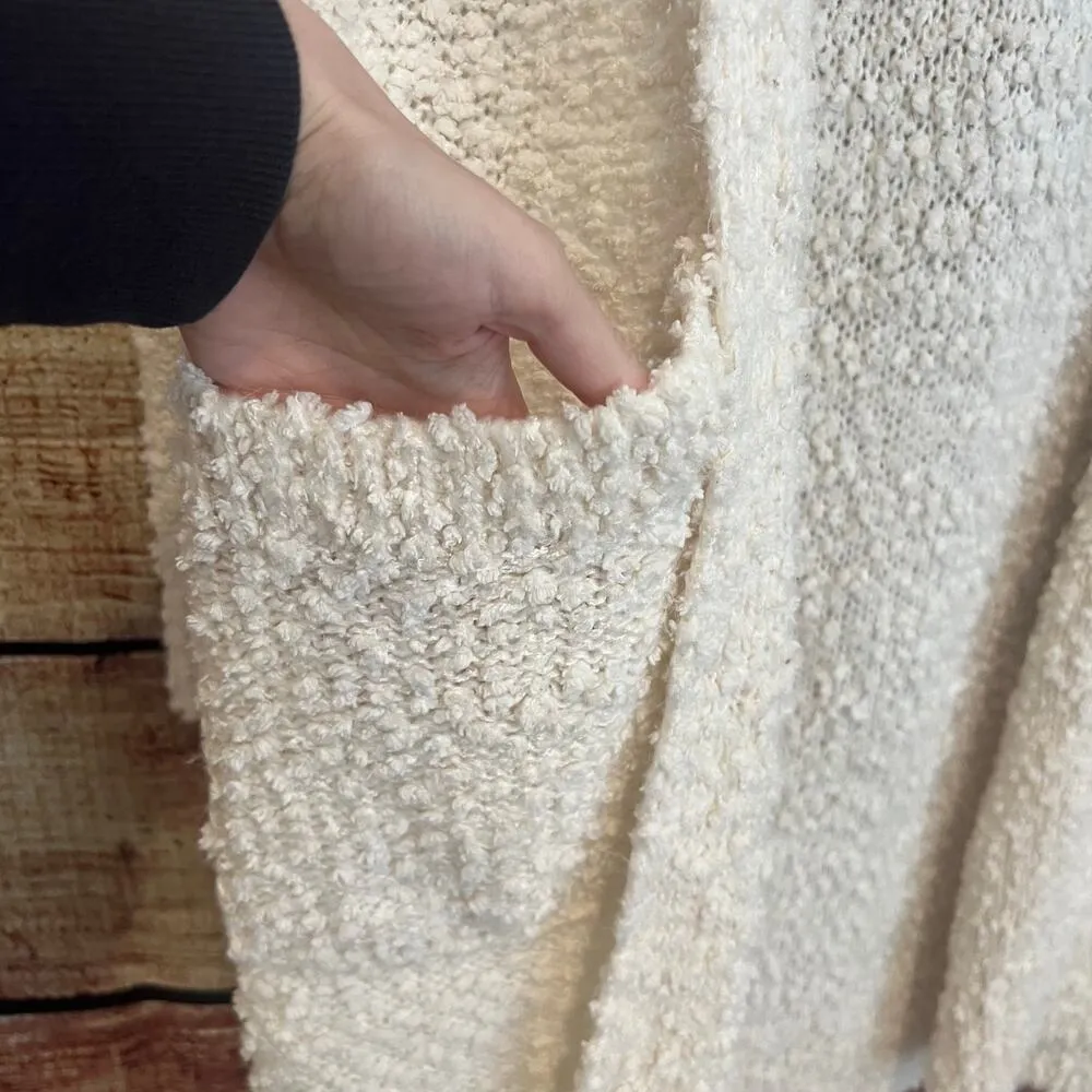 Abercrombie & Fitch Popcorn Knit Cardigan XS Fits S M L Sherpa Sweater Duster - Image 3